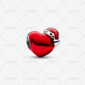 Pandora Metallic Red Christmas Heart Charm|Pendant